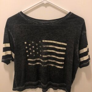 American Eagle Outfitters Graphic Flag Crop Top- Size Small- NWT